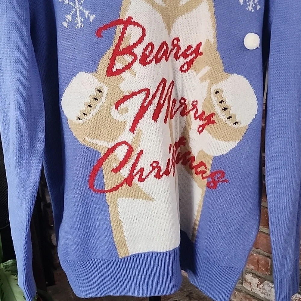 Blue Polar Bear Oversized Christmas Sweater - Picture 3 of 6